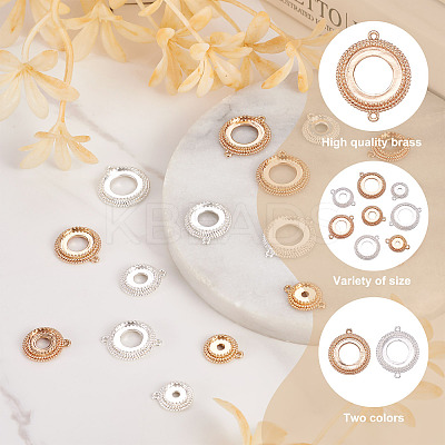 14pcs 14 style Brass Pendant Cabochon Settings & Cabochon Connector Settings FIND-BY0001-13-1