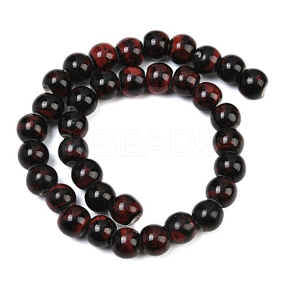 Handmade Fancy Antique Glazed Porcelain Ceramic Round Beads Strands PORC-L019-10mm-M-1