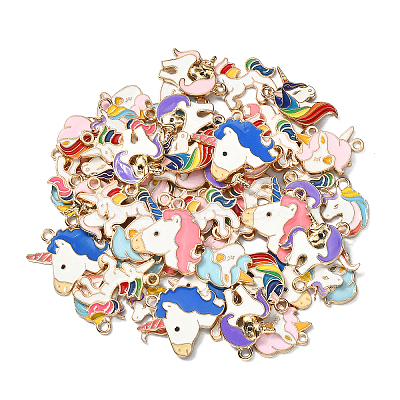 60Pcs 10 Styles Alloy Enamel Pendants ENAM-CJ0002-69-1