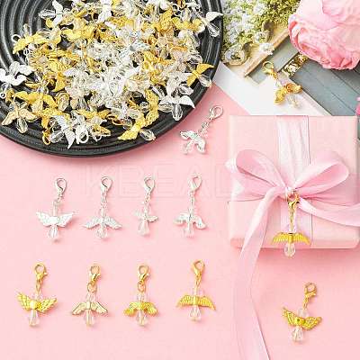 50Pcs 5 Style Glass & Alloy Pendant Decorations HJEW-FS00076-1