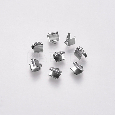 Tarnish Resistant 304 Stainless Steel Ribbon Crimp Ends STAS-S112-001A-P-1