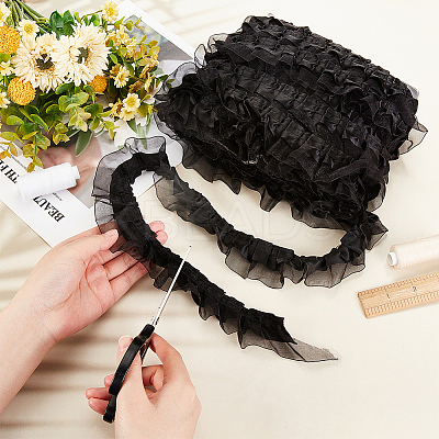 Satin Chiffon Double Ruffled Lace Trim OCOR-WH0047-32A-1