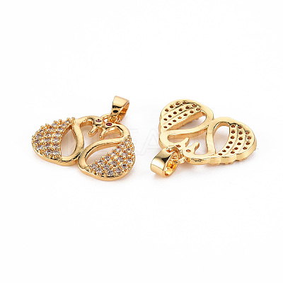 Rack Plating Brass Micro Pave Clear Cubic Zirconia Pendants LS-KK-T060-38-RS-1