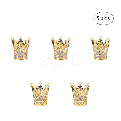 Eco-Friendly Brass Micro Pave Cubic Zirconia Crown Beads ZIRC-NB0001-07-NR-1
