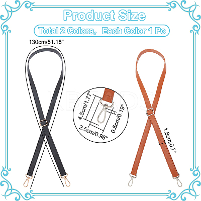 2Pcs 2 Colors PU Imitation Leather Adjustable Bag Straps DIY-WR0003-13A-1
