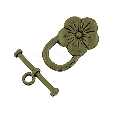Tibetan Style Flower Toggle Clasps LS-TIBE-2119-AB-NR-1
