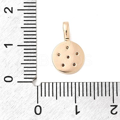Brass Micro Pave Clear Cubic Zirconia Flat Round with Star Charms KK-A277-32G-1