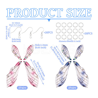 DIY Transparent Resin Wing Dangle Earring Making Kit DIY-TA0010-23-1