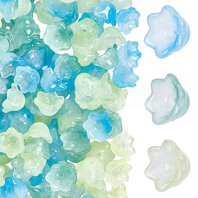 150Pcs 3 Colors Transparent Two Tone Spray Painted Glass Beads GLAA-LT0001-04C-1