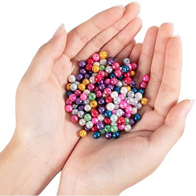 6mm Multicolor Round Glass Pearl Beads About 200pcs for Jewelry Necklace Craft Making HY-PH0008-6mm-01M-1