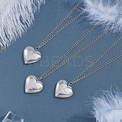 304 Stainless Steel Locket Pendants STAS-UN0016-36P-1