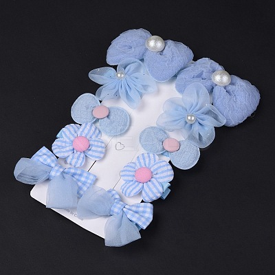 5 Pair 5 Style Bowknot & Flower Polyester Alligator Hair Clips PHAR-C012-01D-1