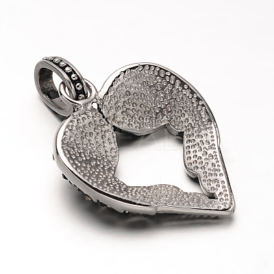 Antique Silver Plated 304 Stainless Steel Rhinestone Pendants LS-STAS-M202-12B-1