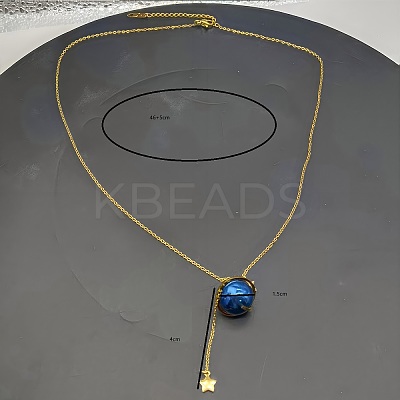 Stainless Steel Blue Planet Pendant Necklaces for Daily Wear and Parties QY7918-1