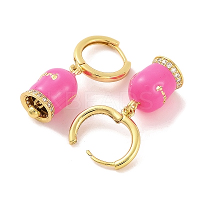 Bell Brass & Enamel Hoop Earrings for Women EJEW-U015-25G-1
