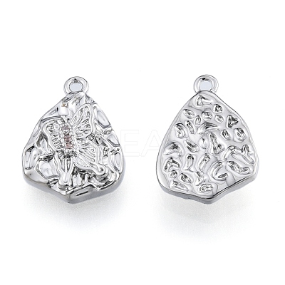 Brass Micro Pave Rosy Brown Cubic Zirconia Charms KK-N216-586P-1