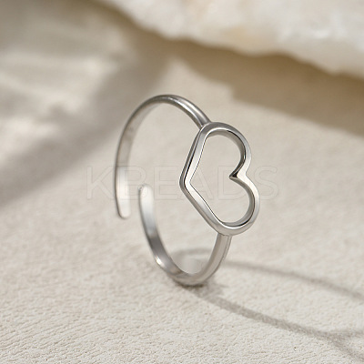 Heart 201 Stainless Steel Cuff Rings for Women FS-WG26F46-02-1