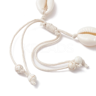 Natural Shell & Synthetic Turquoise Tortoise Braided Bead Bracelets BJEW-JB10082-1