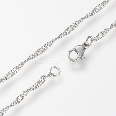 Non-Tarnish 304 Stainless Steel Singapore Chains Necklaces STAS-S066-20-1