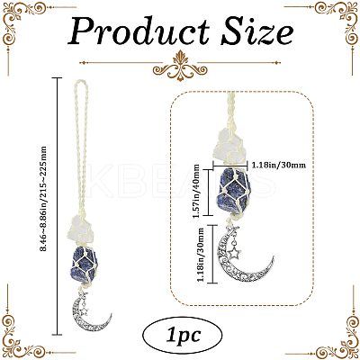 Nuggets Natural Quartz Crystal & Lapis Lazuli Pouch Pendant Decorations HJEW-WH20002-03E-1