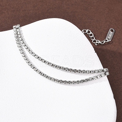 304 Stainless Steel Rhinestone Cup Chain Bracelets BJEW-P376-01P-1