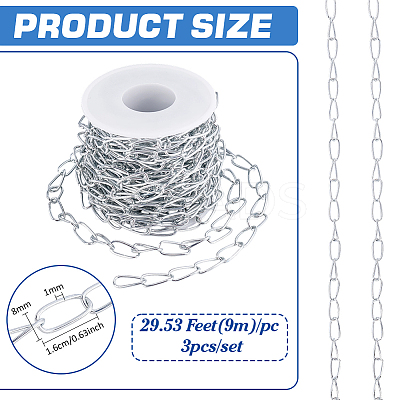 3Pcs Iron Oval Link Chains CH-BC0001-06-1