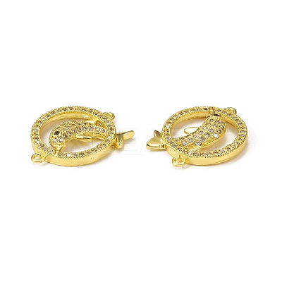 Brass Micro Pave Clear Cubic Zirconia Connector Charms KK-E068-VB059-1