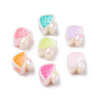 UV Plating Rainbow Iridescent Acrylic European Beads SACR-E009-28-1