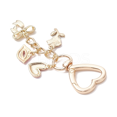 Valentine's Day Bowknot Heart Rose Alloy Enamel Pendant Decorations HJEW-JM04468-1