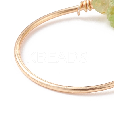 Natural Gemstone Chips Beaded Finger Rings RJEW-JR00512-1