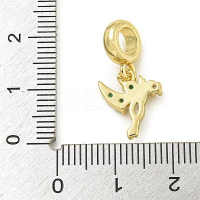 Rack Plating Brass Pave Colorful Cubic Zirconia Bird European Dangle Charms KK-Z067-48G-1