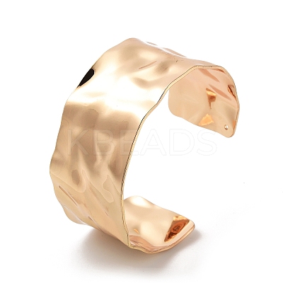 304 Stainless Steel Textured Wide Open Cuff Bangles for Women BJEW-Z067-01G-02-1