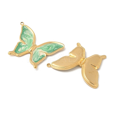 304 Stainless Steel Enamel Pendants STAS-V015-61B-G-1