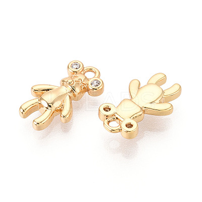 Brass Micro Pave Clear Cubic Zirconia Pendants KK-T078-02G-06-1