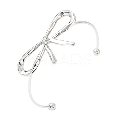 Bowknot 304 Stainless Steel Cuff Bangles BJEW-S171-01A-P-1