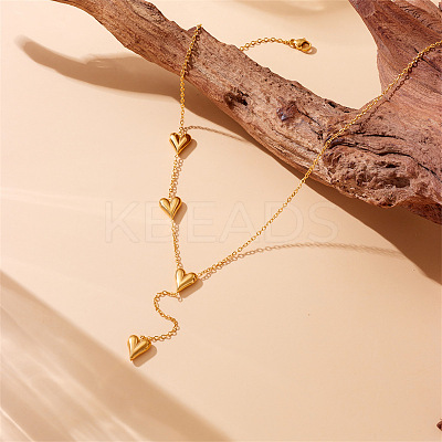Heart 304 Stainless Steel Pendant Y Necklaces for Women WGCB0A8-02-1