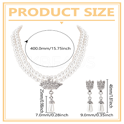 Alloy Rhinestones Necklace and Earrings Sets SJEW-LP0001-48-1