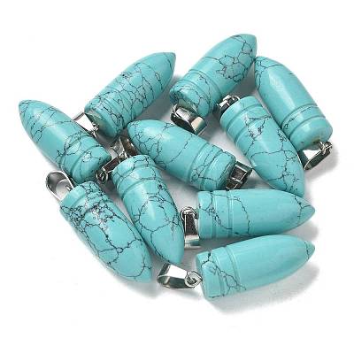 Synthetic Turquoise Pointed Pendants G-B127-18P-02-1