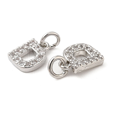 Brass Micro Pave Grade AAA Cubic Zirconia Charms ZIRC-P067-11P-D-NR-1