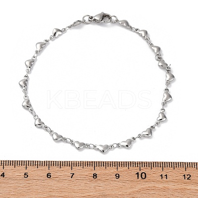 Tarnish Resistant 304 Stainless Steel Heart Link Bracelets BJEW-M121-03P-1