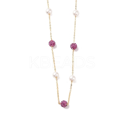 Polymer Clay Rhinestone Beads  Beads Necklace BJEW-B078-03G-1