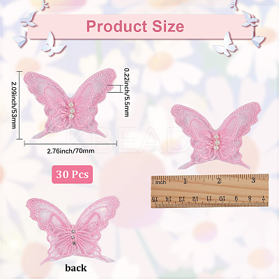 30Pcs Polyester Butterfly Lace Appliques DIY-CY0001-65A-1