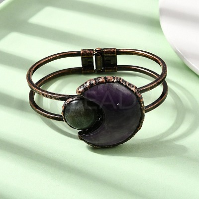 Natural Amethyst & Labradorite Bangles for Women BJEW-A043-01R-03-1