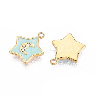 Ion Plating(IP) 304 Stainless Steel Rhinestone Charms STAS-N109-244G-1