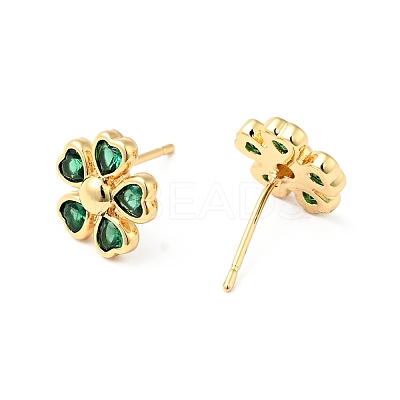 Rack Plating Brass Cubic Zirconia Stud Earrings for Women EJEW-G311-07G-1