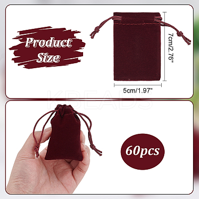 60Pcs Rectangle Velvet Drawstring Pouches TP-NB0001-66B-1