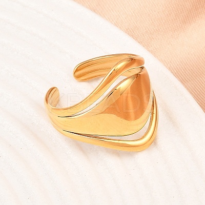US Size 7 304 Stainless Steel Cuff Rings LS-RJEW-D336-04G-1