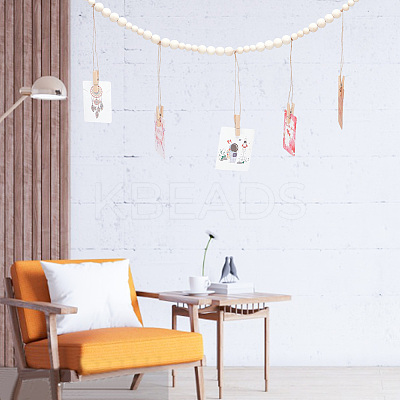 2Pcs 2 Styles Wall Hanging Photo Display with Wooden Beads Garland WOOD-GO0001-02-1