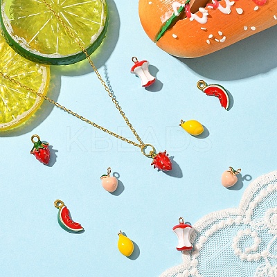 10Pcs 5 Styles Alloy & Brass Enamel Pendants DIY-YW0017-08-1