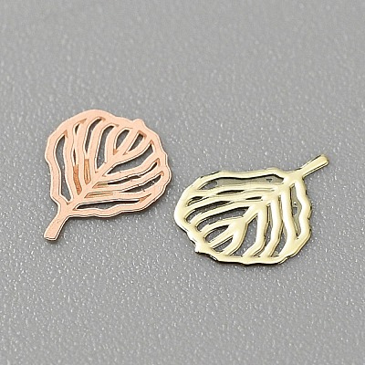 Leaf Brass Cabochons MRMJ-WH0003-04B-G-1